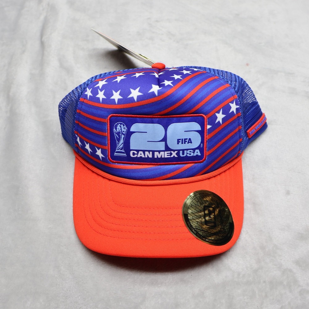FIFA Hat Mens One Blue Mesh Foam World Cup 2026 T2 Foam Trucker Football NEW